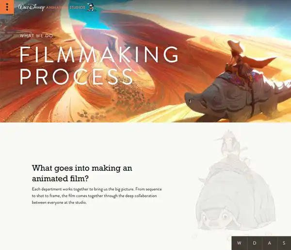 Filmmaking Process landing screen